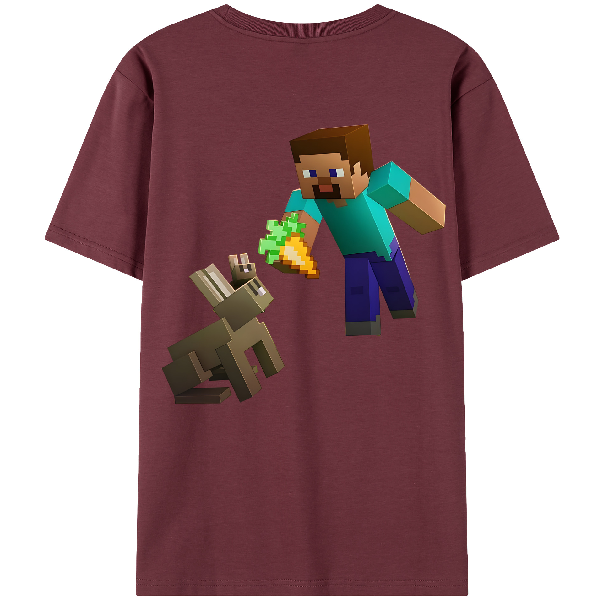 （画像用） マインクラフト ブロックの世界 Minecraft MC Block world 綿100％半袖Tシャツ（背面プリント）